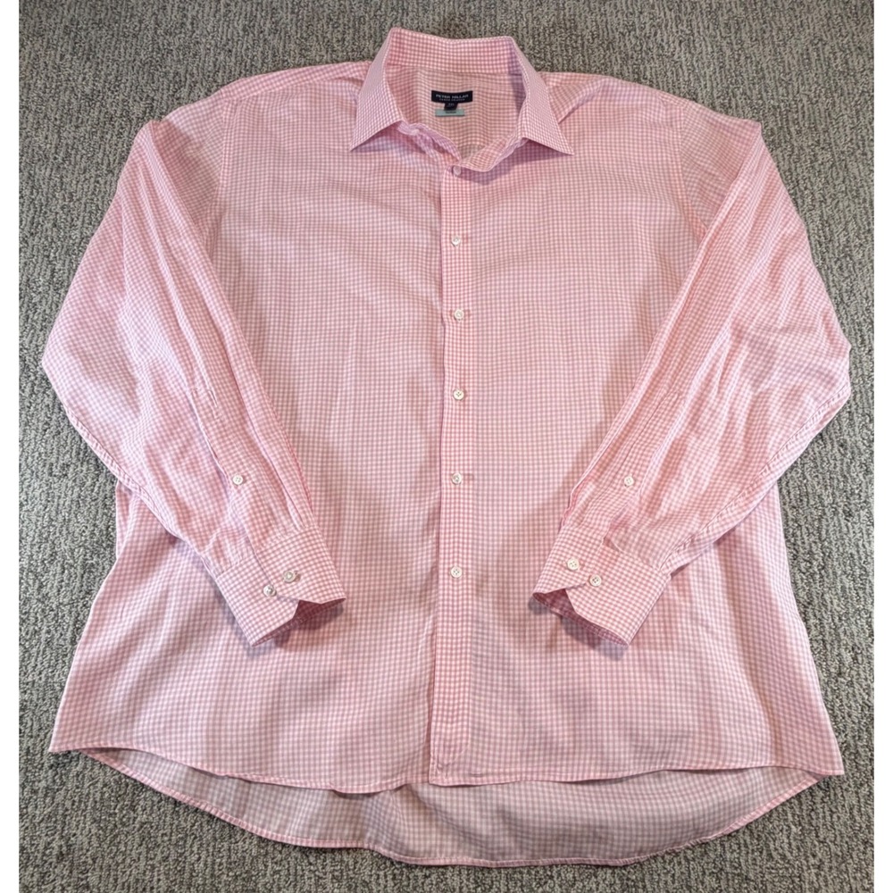 Peter Millar Button Down Mens XXL Pink Gingham Crown Crafted Flex Finish Shirt